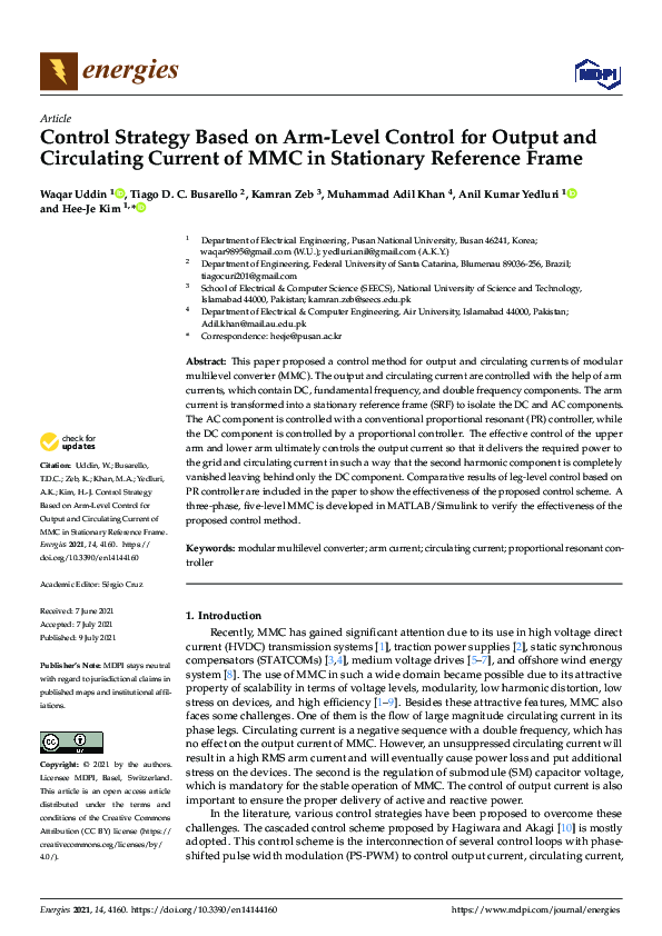 (PDF) Control Strategy Based on Arm-Level Control for Output and ...