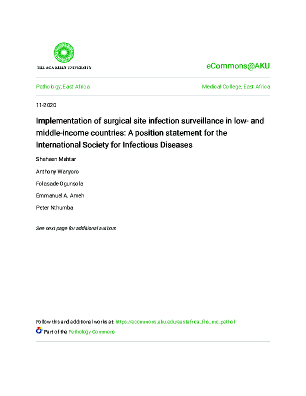 (PDF) Implementation of surgical site infection surveillance in low ...