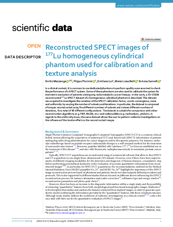 (PDF) Reconstructed SPECT images of 177Lu homogeneous cylindrical ...