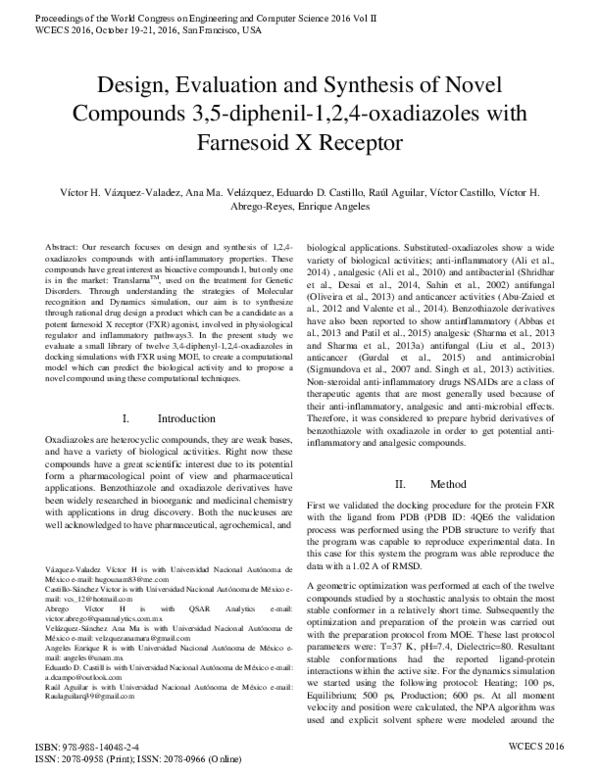 (PDF) Design, Evaluation and Synthesis of Novel Compounds 3,5-diphenil ...