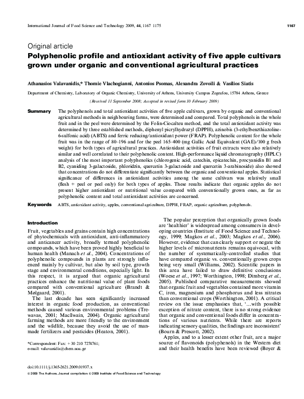 (PDF) Polyphenolic profile and antioxidant activity of five apple ...