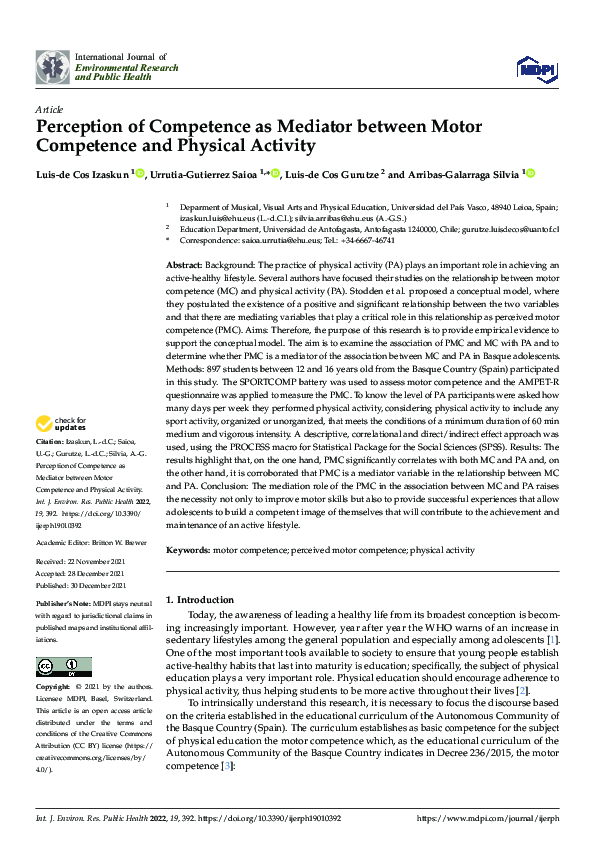 (PDF) Perception of Competence as Mediator between Motor Competence and ...