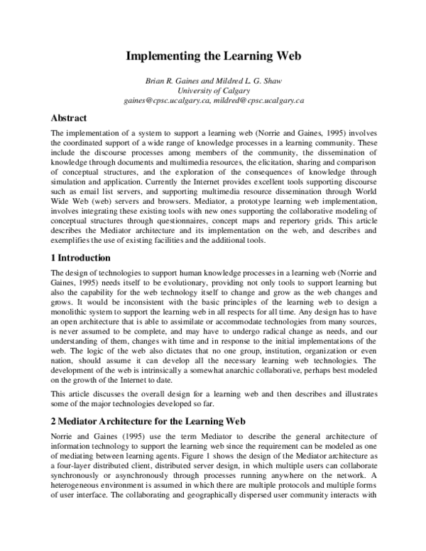 (PDF) Implementing the learning web