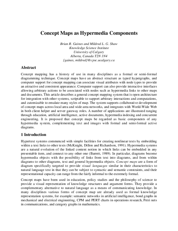 Concept maps as hypermedia components