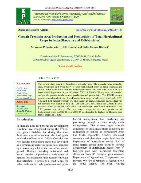 (PDF) Growth Trends in Area Production and Productivity of Total ...