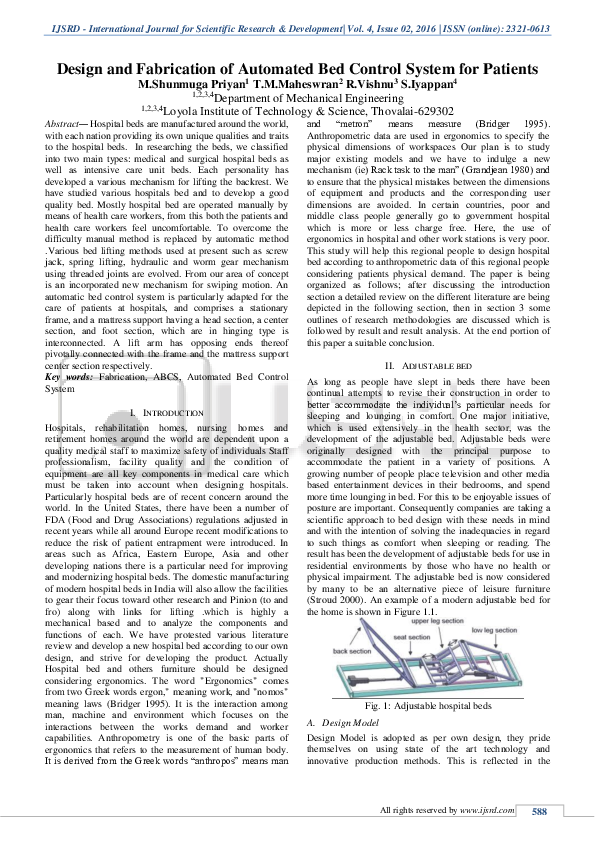 (PDF) Design and Fabrication of Automated Bed Control System for Patients