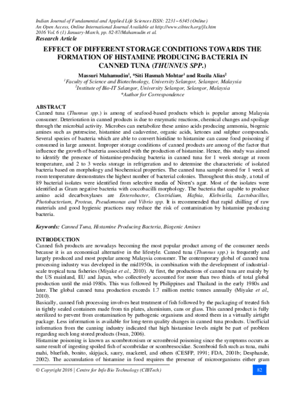 (PDF) Effect of Different Storage Conditions Towards the Formation of