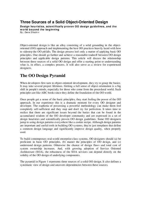 (PDF) Three Sources of a Solid Object-Oriented Design Design heuristics ...