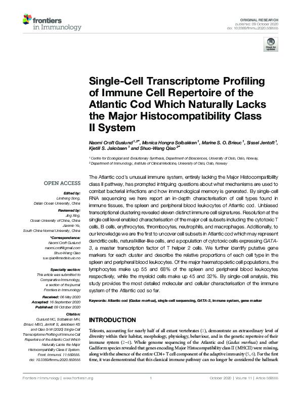 (PDF) Single-Cell Transcriptome Profiling of Immune Cell Repertoire of ...