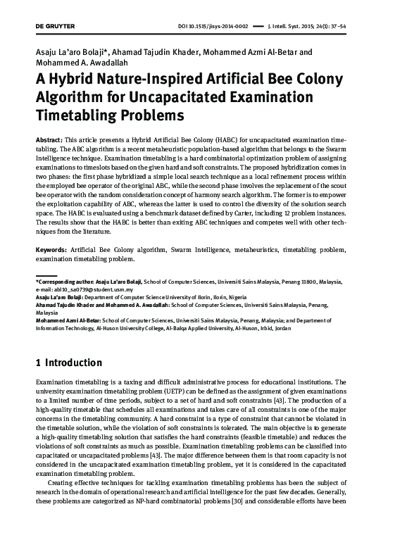 (PDF) A Hybrid Nature-Inspired Artificial Bee Colony Algorithm for ...