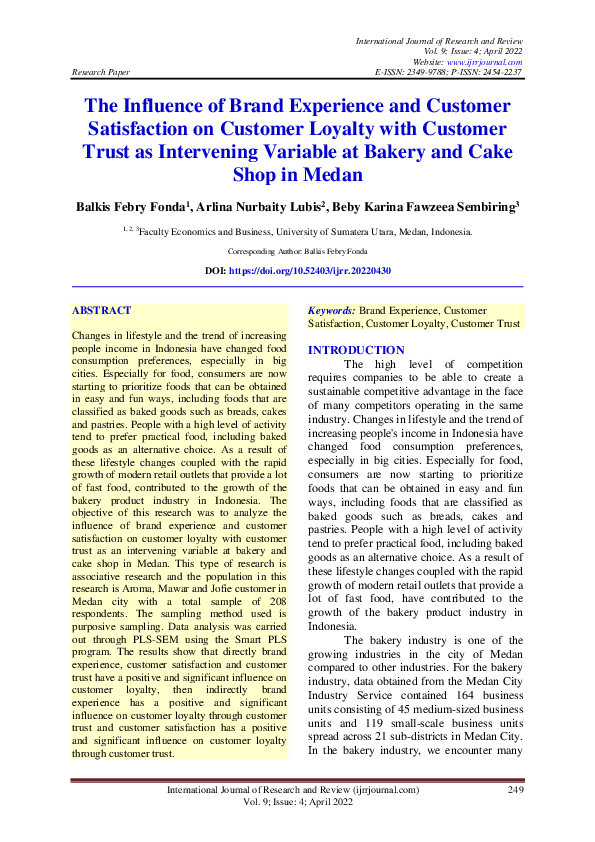 (PDF) The Influence of Brand Experience and Customer Satisfaction on ...