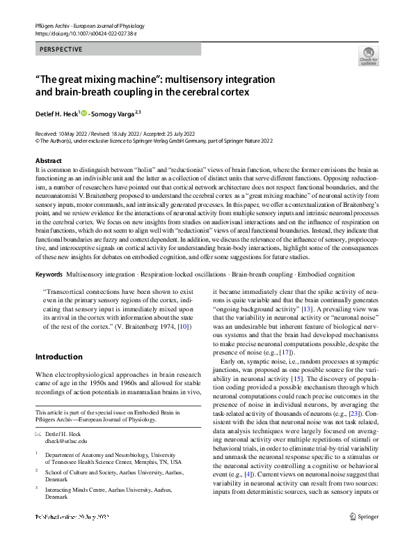 Pdf The Great Mixing Machine Multisensory Integration And Brain
