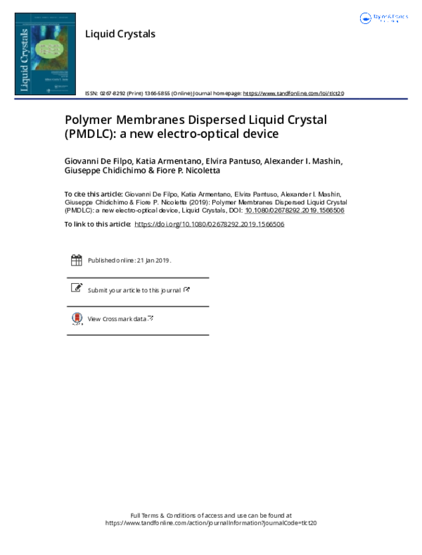 (PDF) Polymer Membranes Dispersed Liquid Crystal (PMDLC): a new electro ...