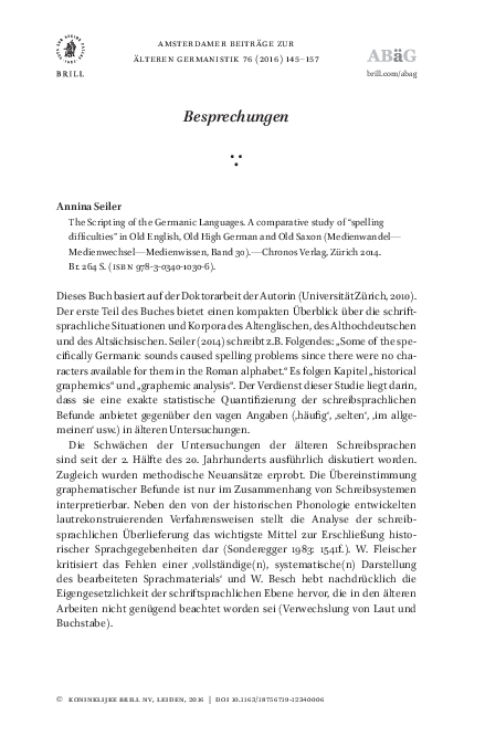 (PDF) The Scripting of the Germanic Languages. A comparative study of ...