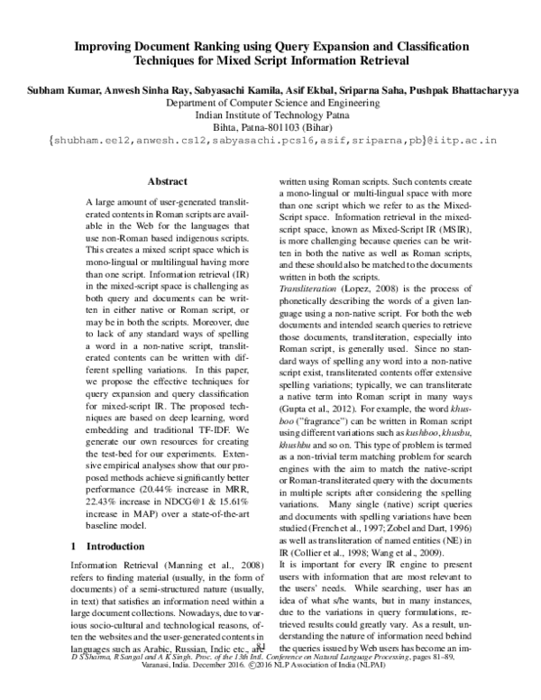 (PDF) Improving Document Ranking using Query Expansion and ...