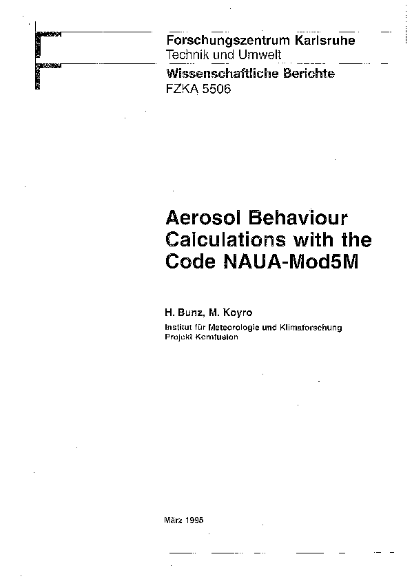 (PDF) Aerosol behaviour calculations with the code NAUA-Mod5M