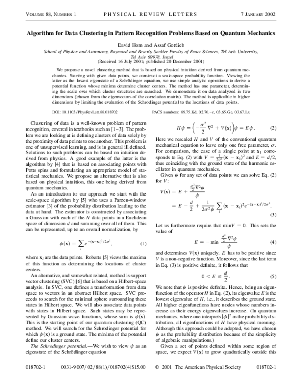 (PDF) Algorithm for Data Clustering in Pattern Recognition Problems ...