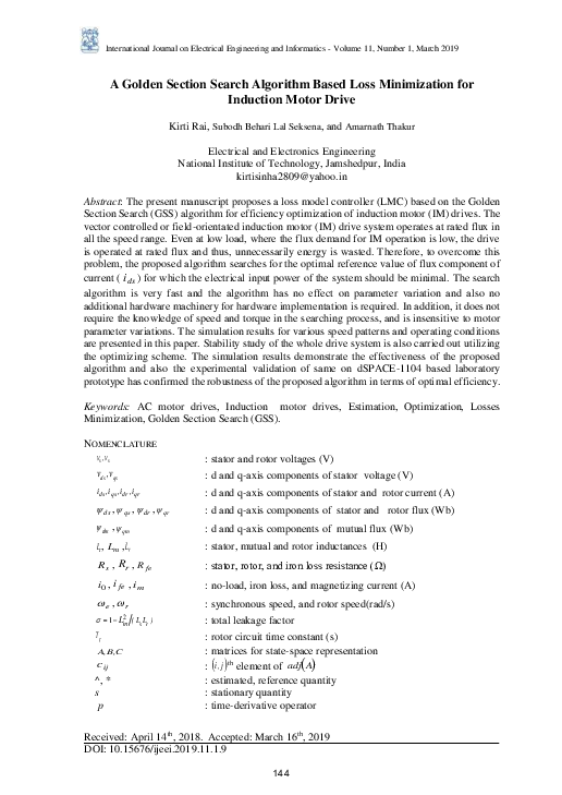 (PDF) A Golden Section Search Algorithm Based Loss Minimization for ...