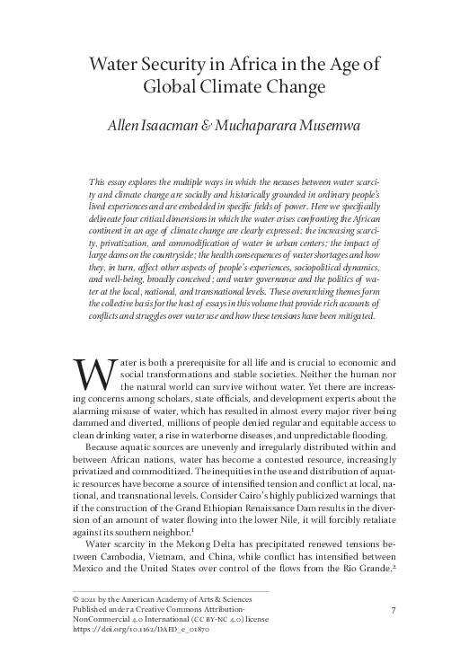 (PDF) Water Security in Africa in the Age of Global Climate Change
