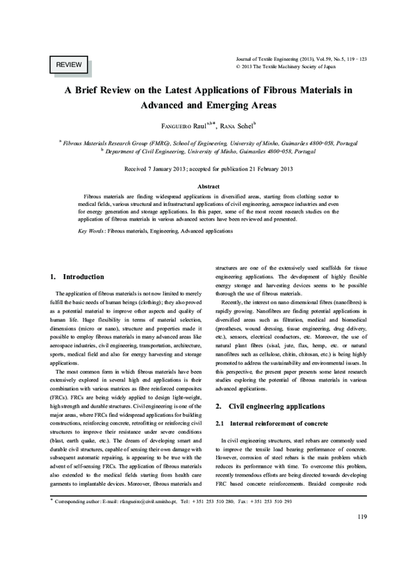 (PDF) A Brief Review on the Latest Applications of Fibrous Materials in ...