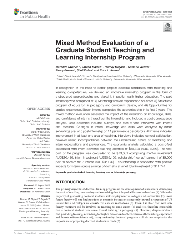 (PDF) Mixed Method Evaluation of a Graduate Student Teaching and ...