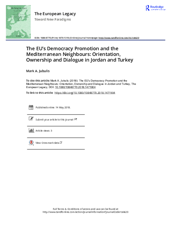 (PDF) The EU's democracy promotion and the Mediterranean neighbours ...