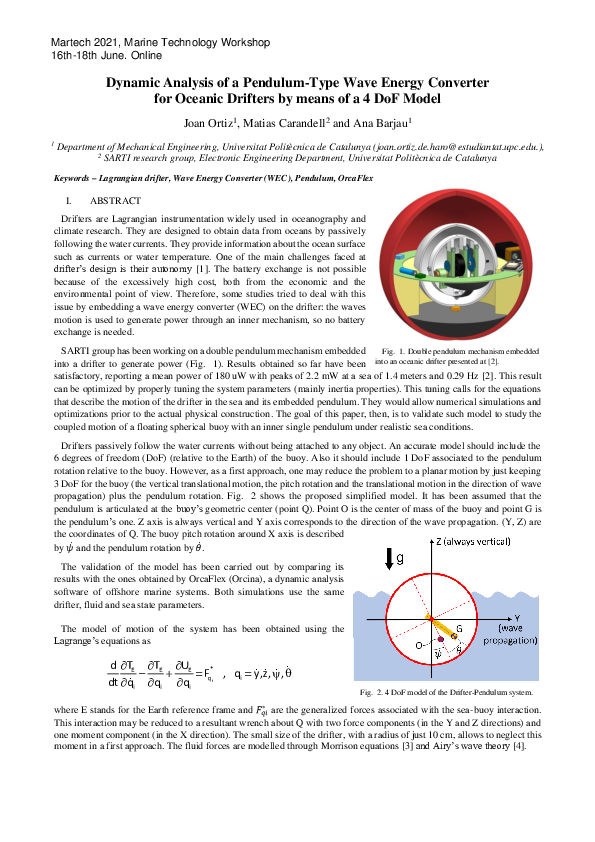 (PDF) Dynamic Analysis of a Pendulum-Type Wave Energy Converter for ...