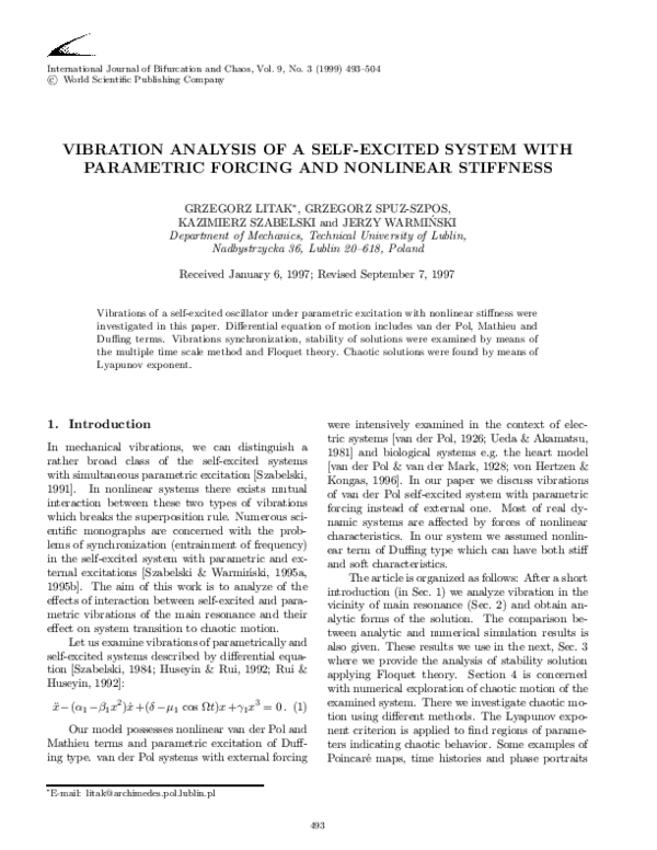 (PDF) Vibration Analysis of a Self-Excited System with Parametric ...