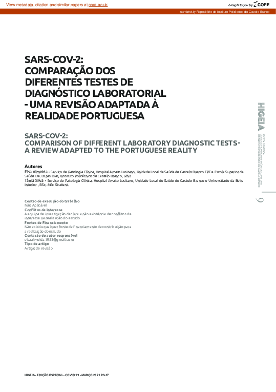 (PDF) SARS-COV-2: comparison of different laboratory diagnostic tests ...