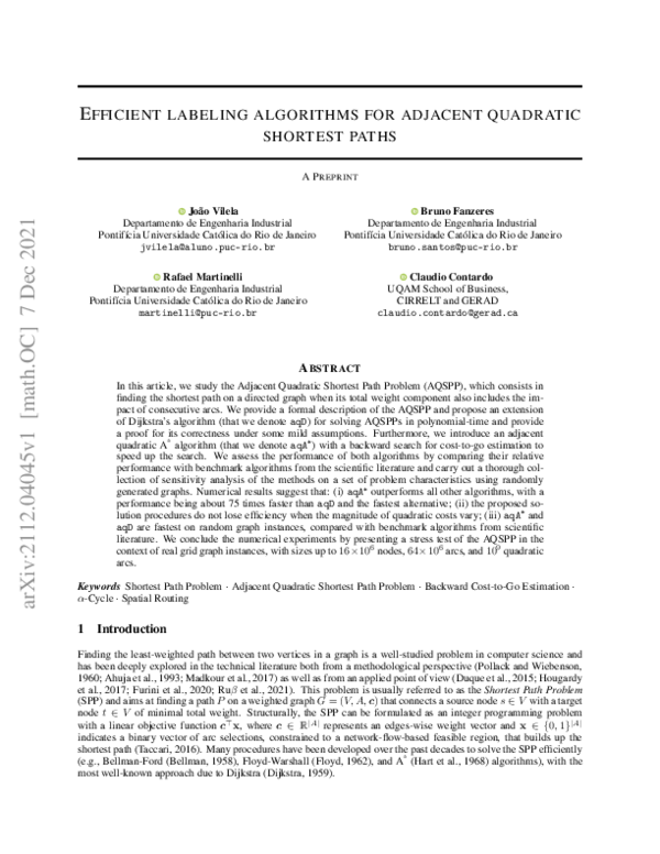 (PDF) Efficient labeling algorithms for adjacent quadratic shortest paths