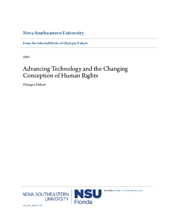 (PDF) Advancing Technology and the Changing Conception of Human Rights