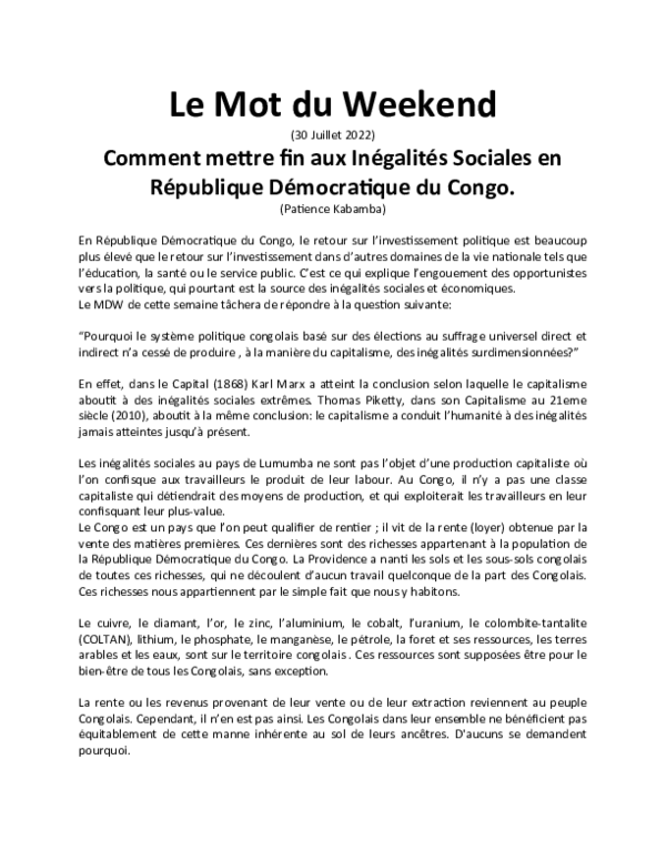DOC) Le Mot du Weekend for 30 Juillet 2022 2