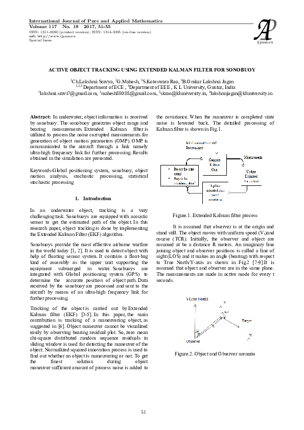 (PDF) Active Object Tracking Using Extended Kalman Filter for Sonobuoy