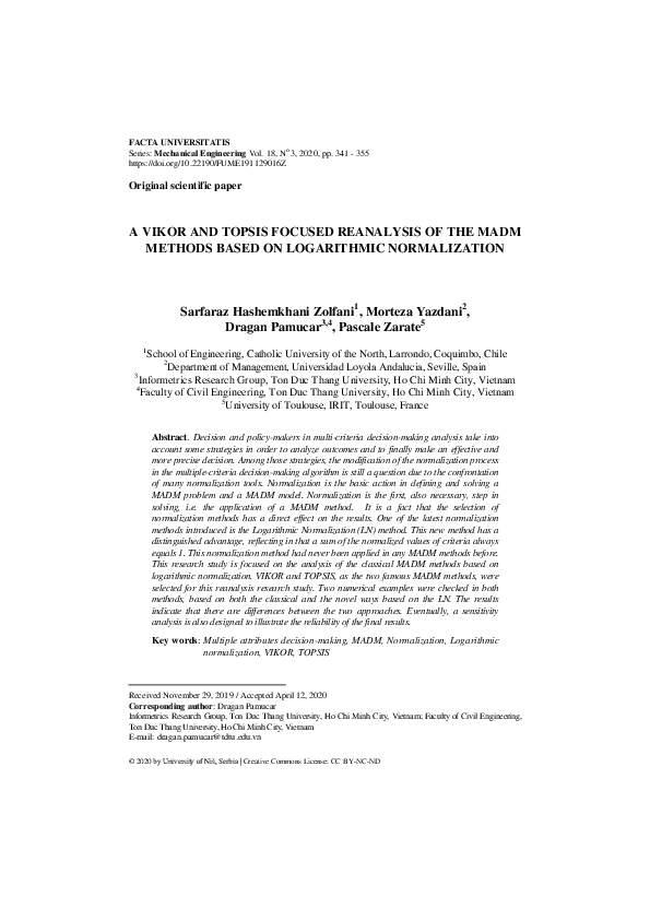 (PDF) A Vikor and Topsis Focused Reanalysis of the Madm Methods Based ...