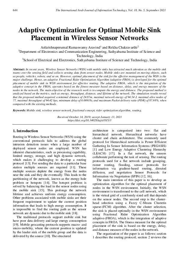 (PDF) Adaptive optimization for optimal mobile sink placement in ...