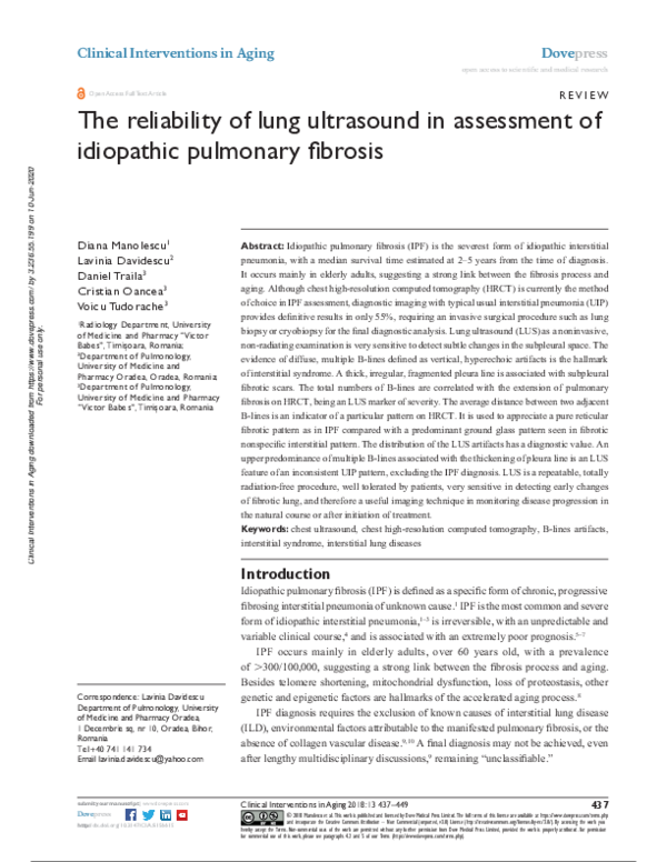 (PDF) The reliability of lung ultrasound in assessment of idiopathic ...