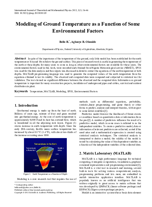 (PDF) Role of environmental factors in modeling of air temperature ...