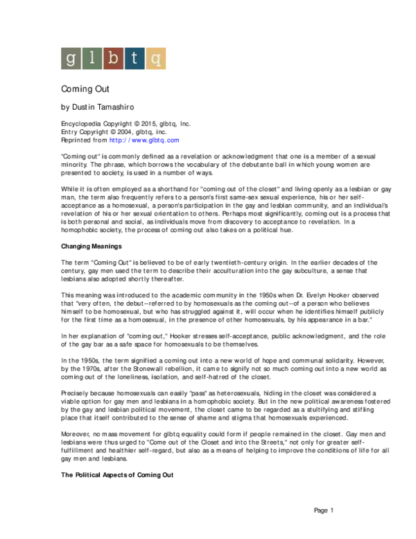 (PDF) Coming out