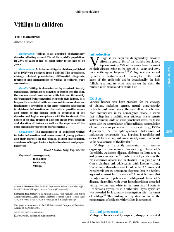(PDF) Vitiligo in children