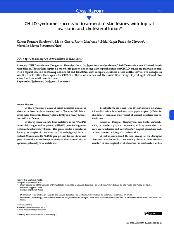 (PDF) CHILD Syndrome: Successful Treatment of Skin Lesions with Topical ...