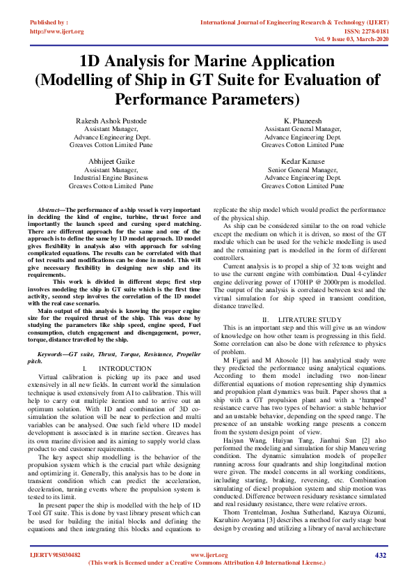 (PDF) 1D Analysis for Marine Application (Modelling of Ship in GT Suite ...