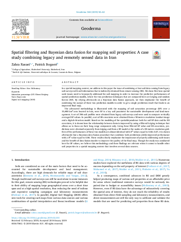 (PDF) Spatial filtering and Bayesian data fusion for mapping soil ...