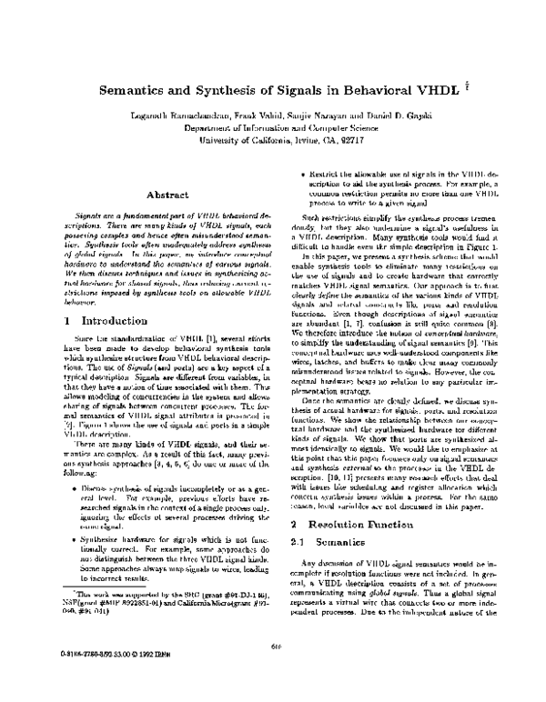 (PDF) Semantics and synthesis of signals in behavioral VHDL | Shaneel ...
