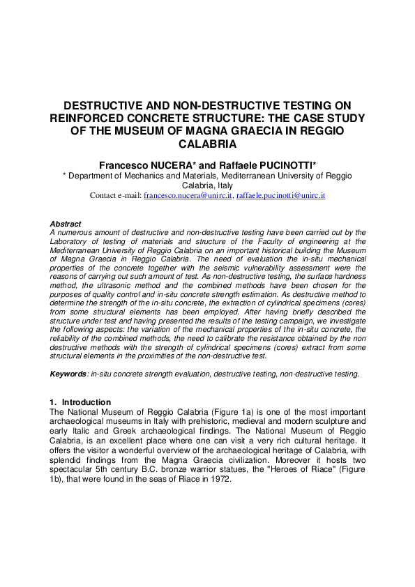 (PDF) Destructive and Non-Destructive Testing on Reinforced Concrete ...