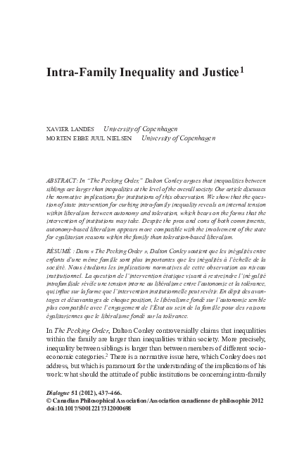 (PDF) Intra-Family Inequality and Justice