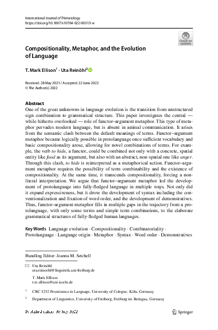 (PDF) Compositionality, Metaphor, and the Evolution of Language