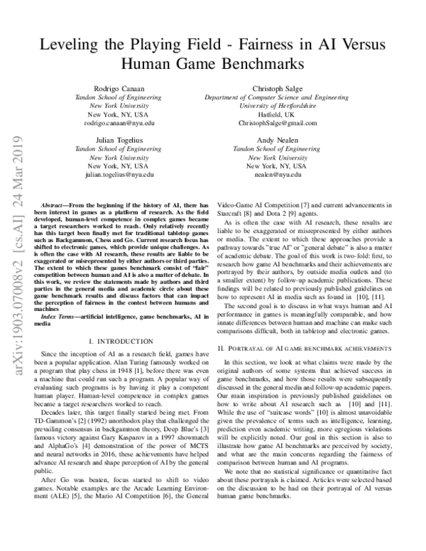 (PDF) Leveling the playing field