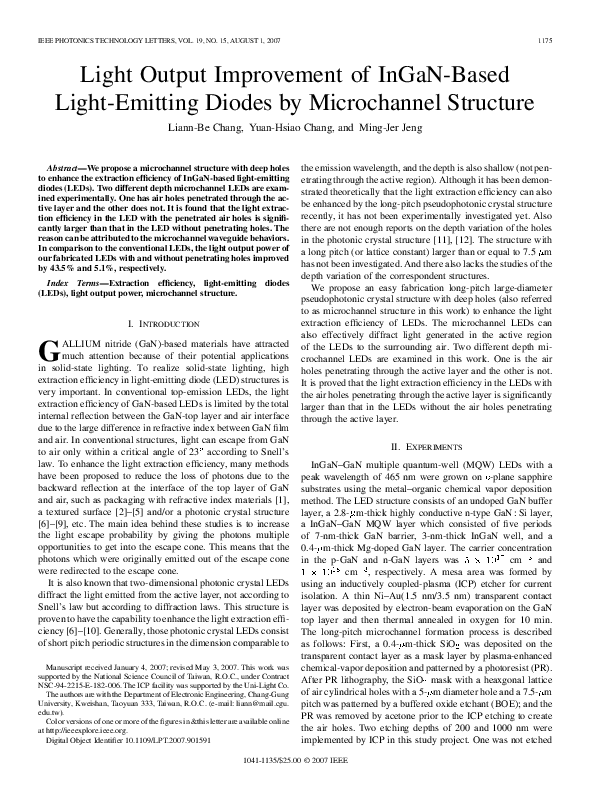 (PDF) Light Output Improvement of InGaN-Based Light-Emitting Diodes by ...