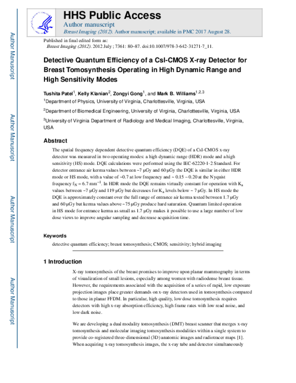 (PDF) Detective Quantum Efficiency of a CsI-CMOS X-ray Detector for ...
