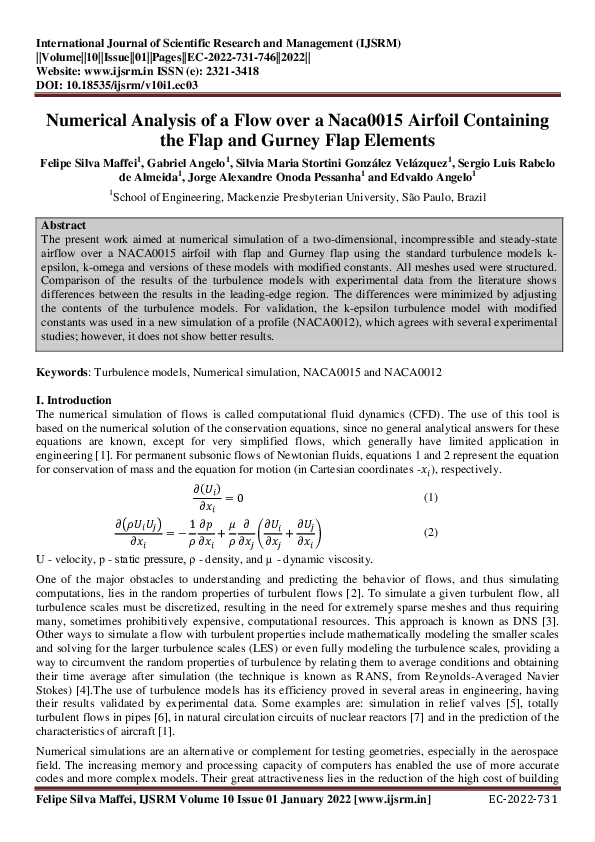 (PDF) Numerical Analysis of a Flow over a Naca0015 Airfoil Containing ...